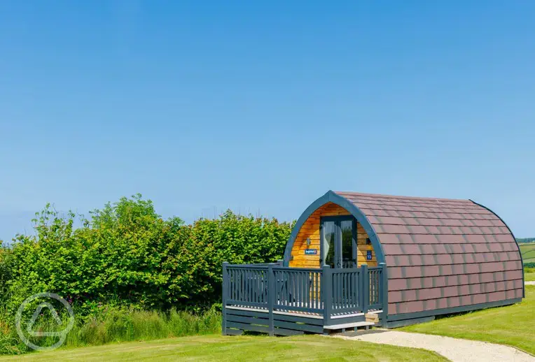 Glamping pod with a small decking area