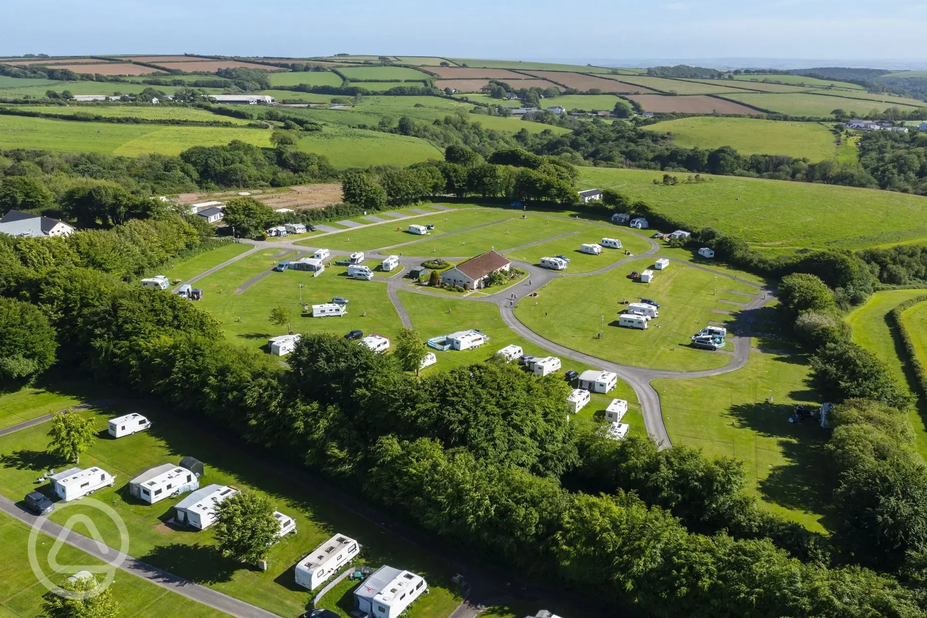 Aerial view of Stowford Farm Meadows and surrounding fields