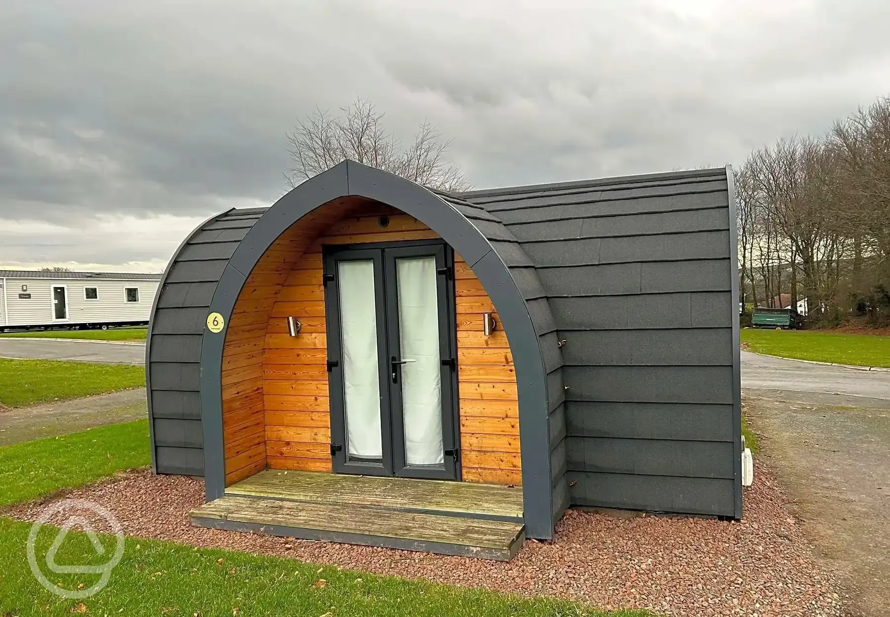 Dog friendly camping pod exterior