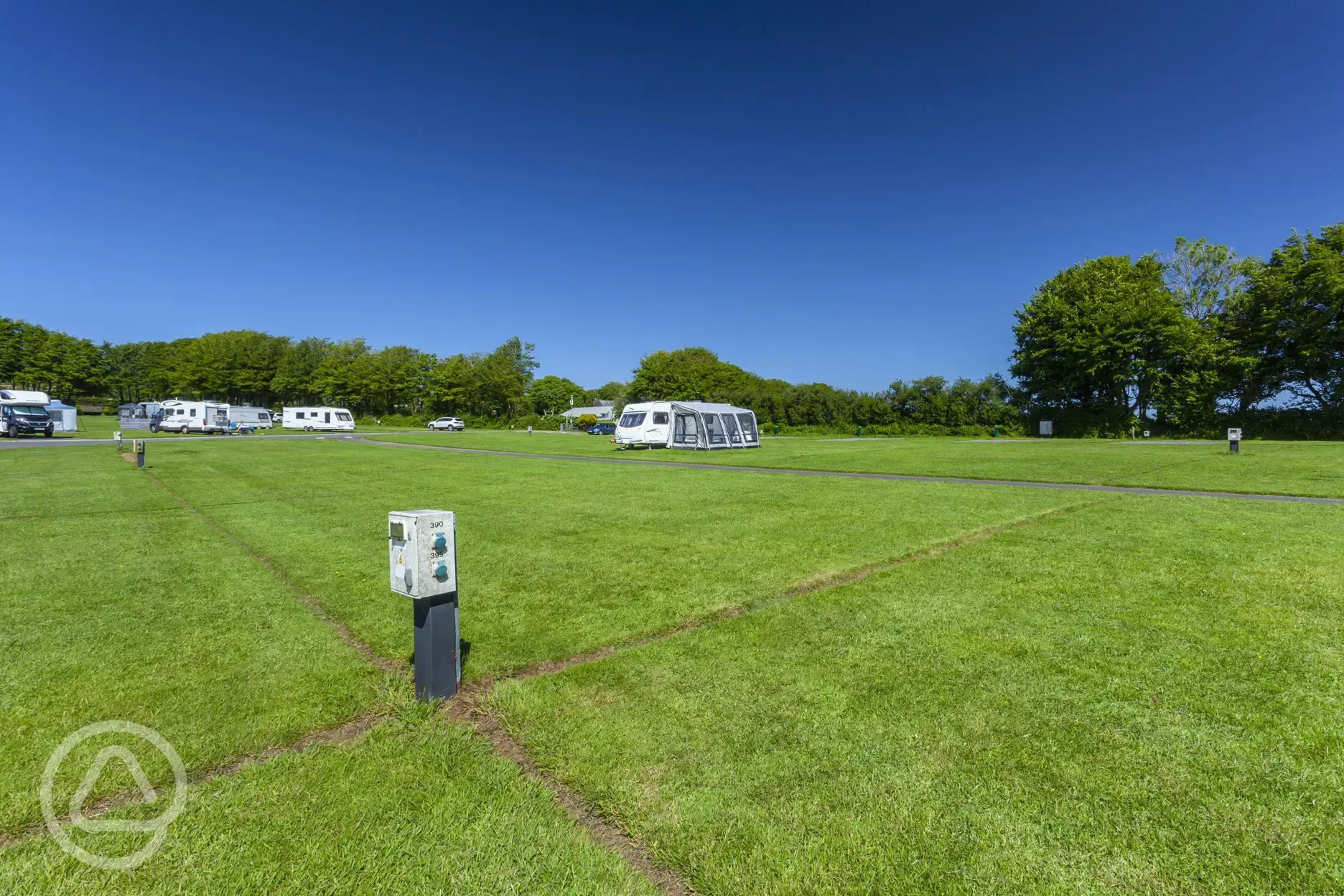 Electric grass caravan pitches