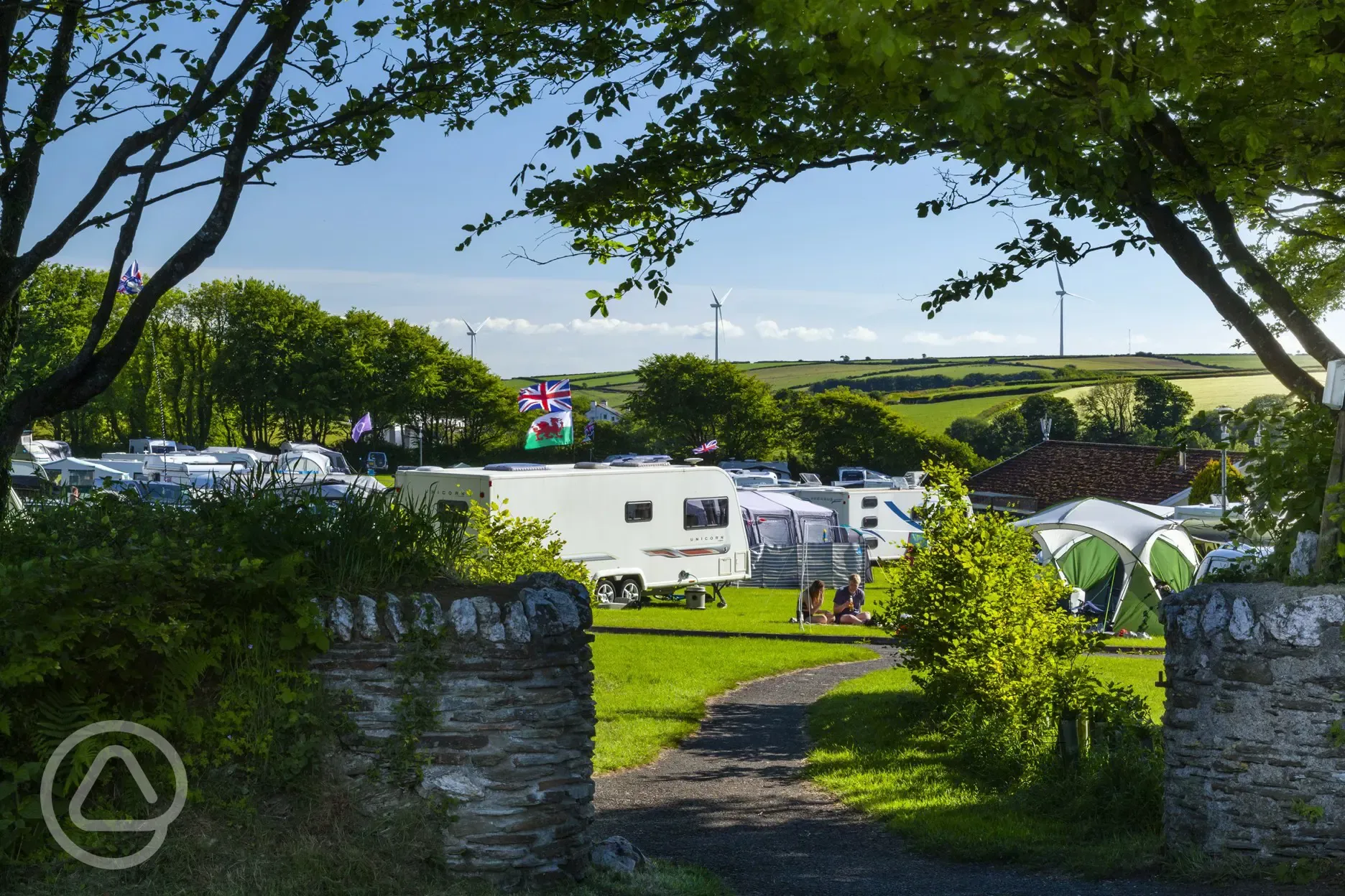 Grass pitches with countryside views