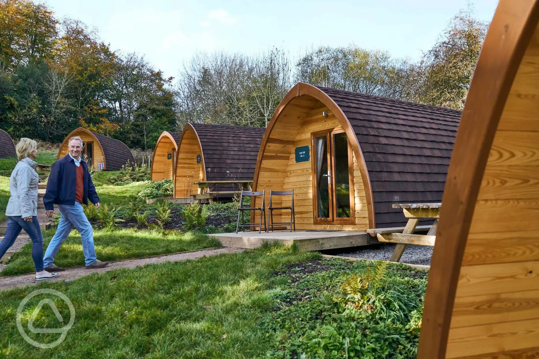 Mega pods with decking areas and seating