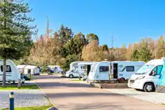 View of the hardstanding and gravel pitches at Whitemead Forest Park