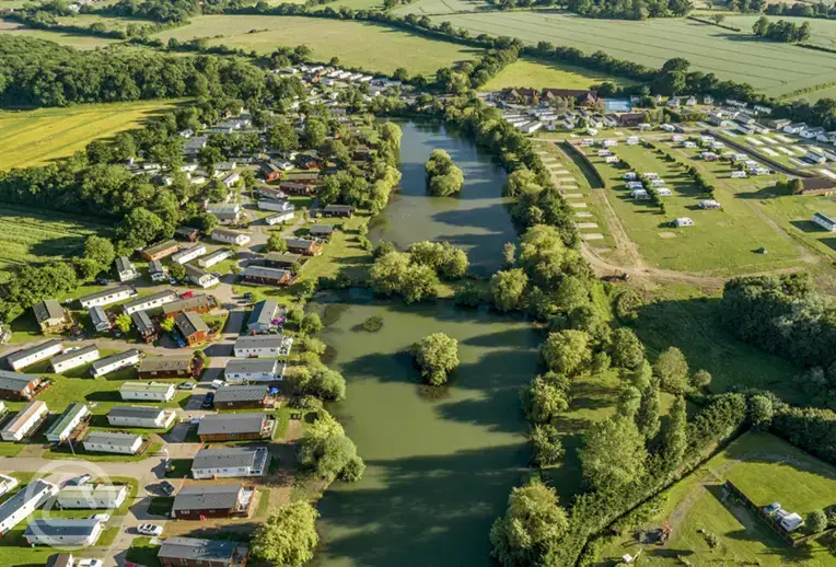 Aerial of the park and fishing lakes