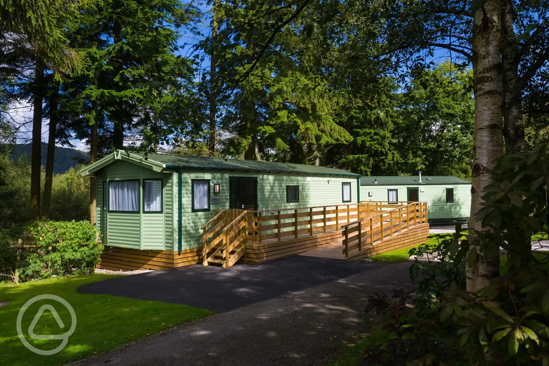Exterior of the Derwent, our fully accessible caravan. Fully adapted with wheelchair access