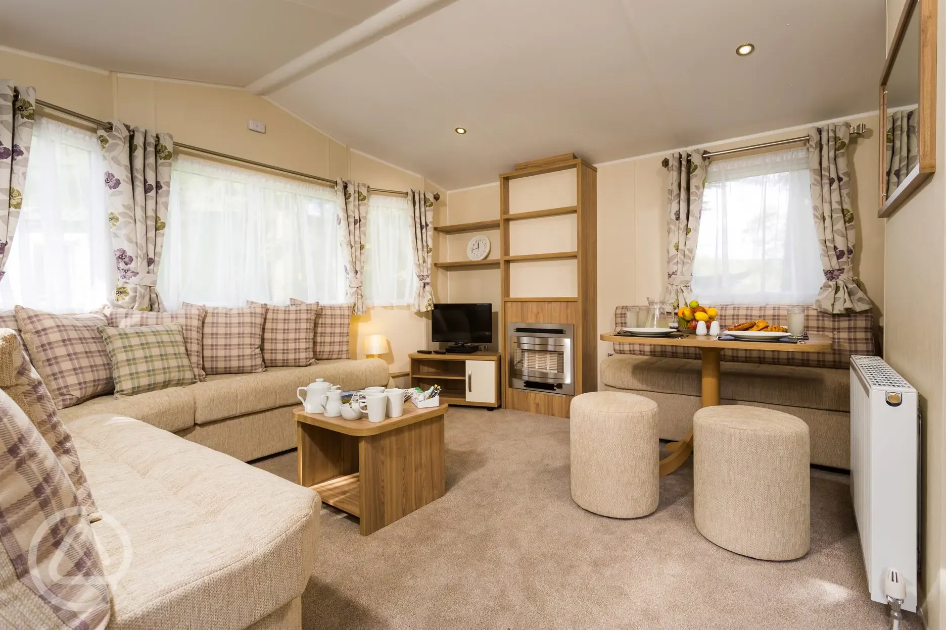 Living Room of the Derwent, our fully accessible caravan.