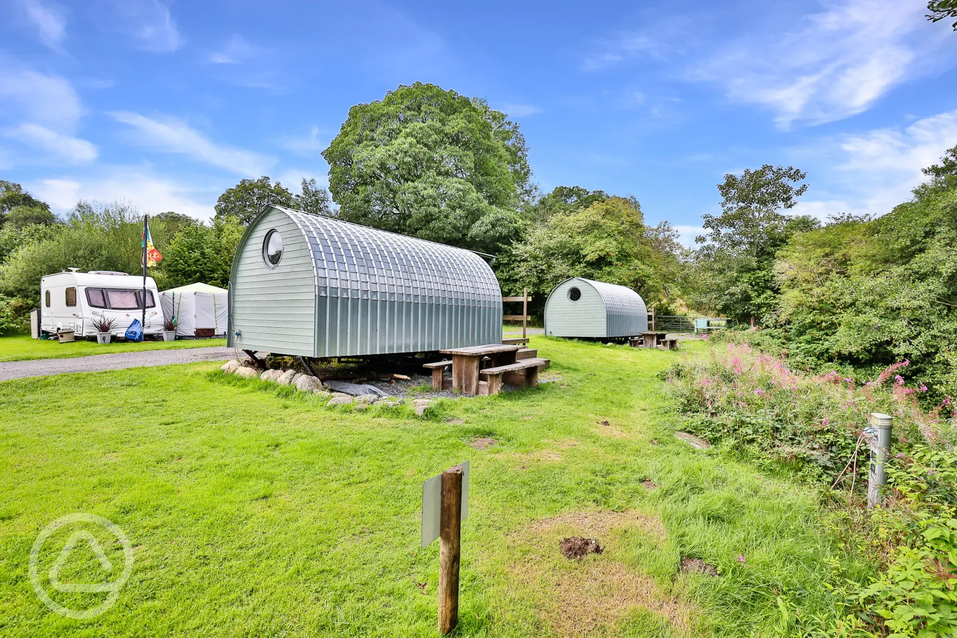 Riverside camping pods