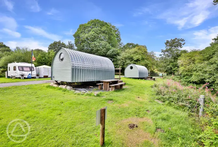 Riverside camping pods exterior (four persons)