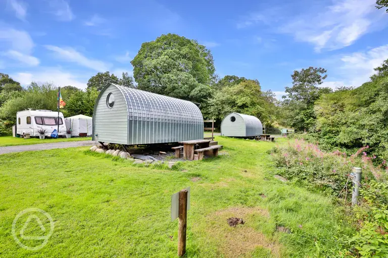 Riverside camping pods exterior (four persons)