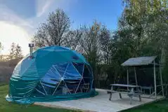 Geodome with private decking and picnic bench