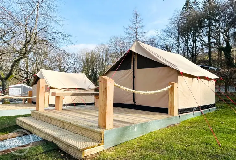 Prospector ready tents with a wooden deck area (unfurnished)