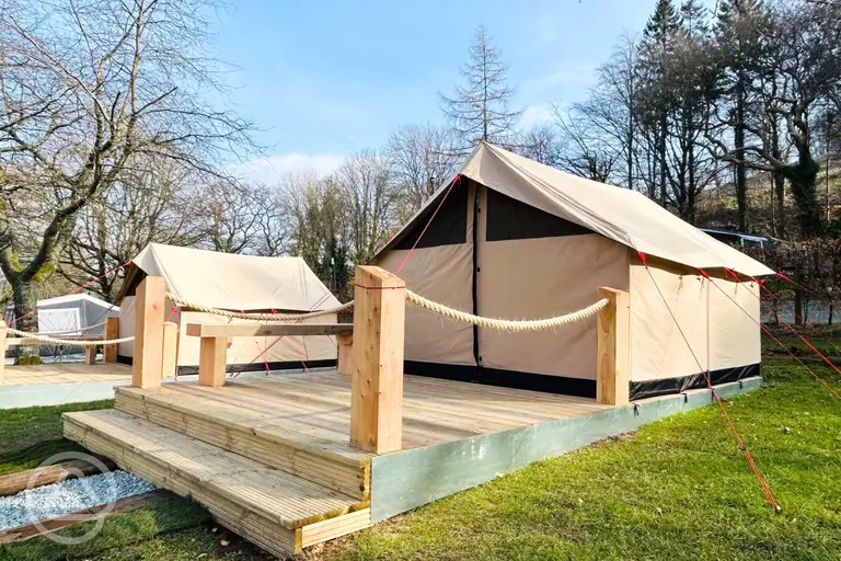 Prospector ready tents with a wooden deck area (unfurnished)