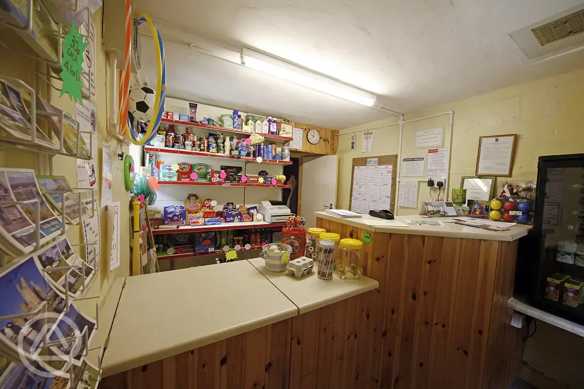 Reception with a small shop