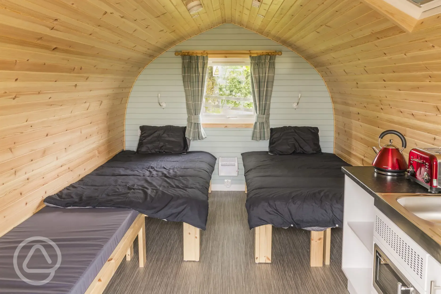 Pod with beds made up
