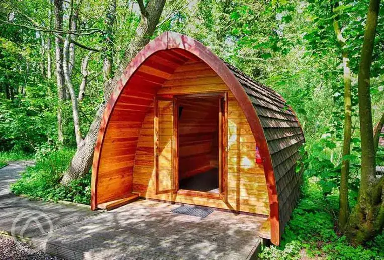 Camping pod with a small deck area
