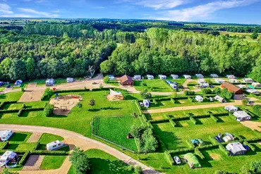 Aerial of Deer's Glade with hedges between pitches