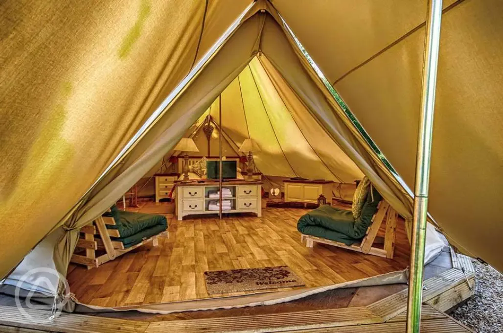 Interior of bell tent