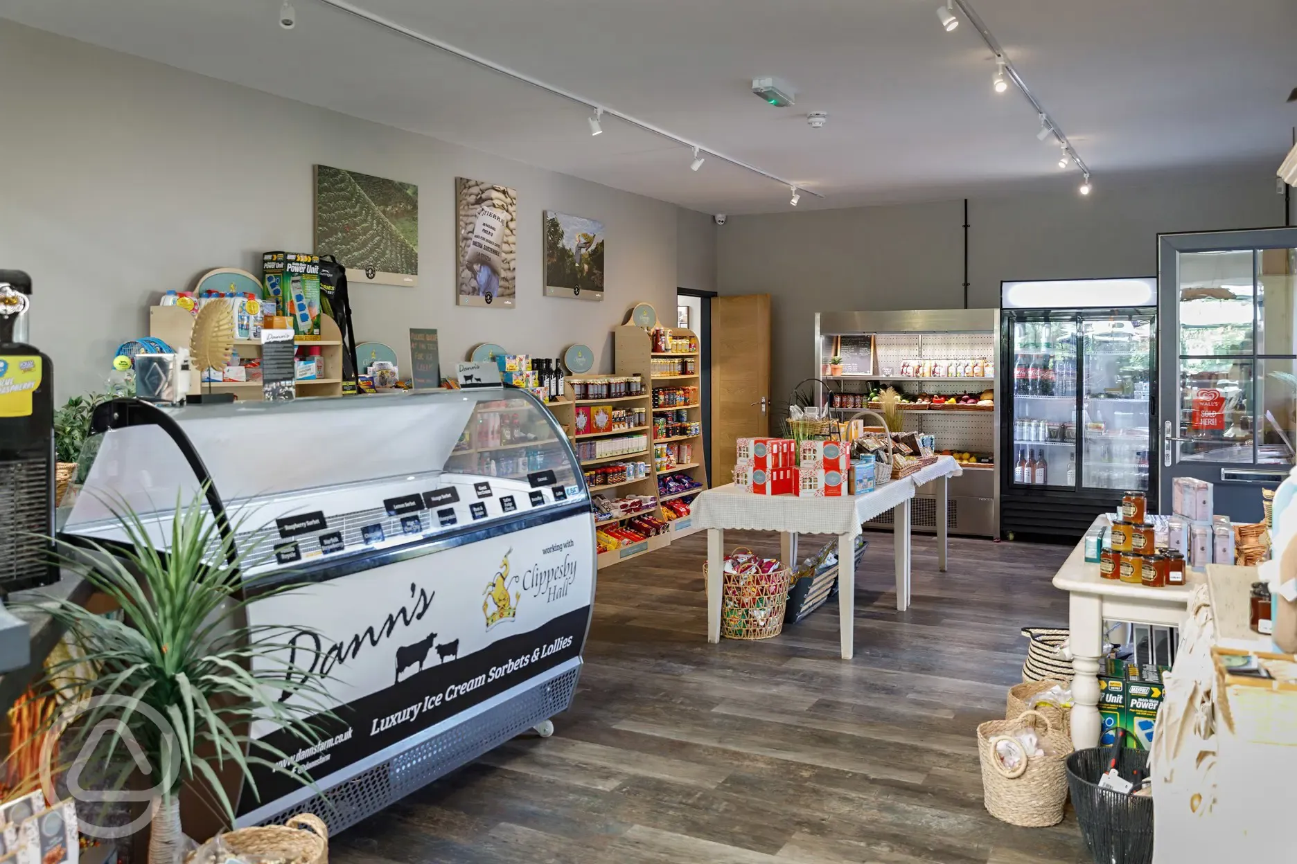 Basecamp shop with Danns Luxury Norfolk ice cream and essentials