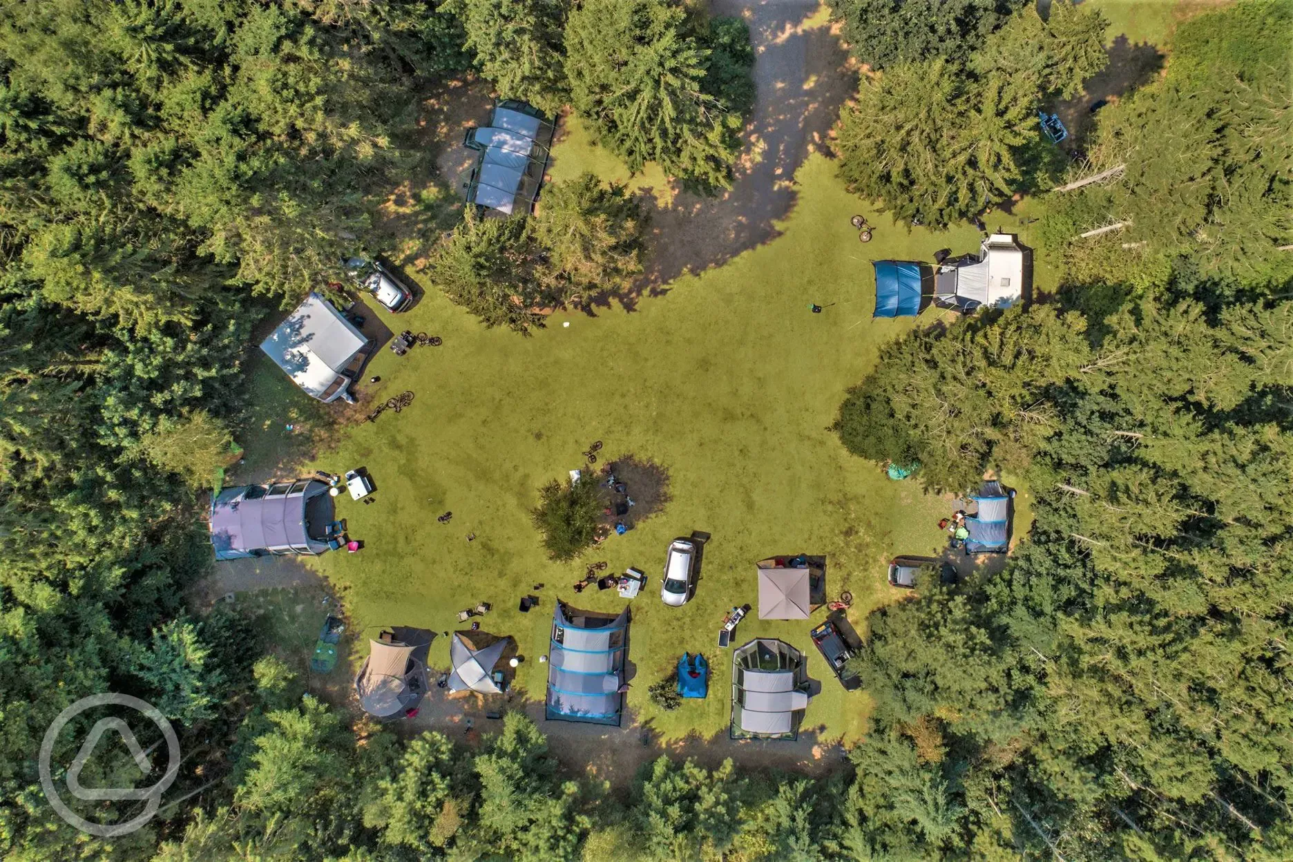 Bird's eye view of the grass pitches