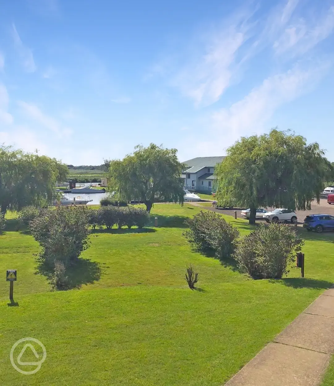 Electric bittern camping pitches overlooking the marina