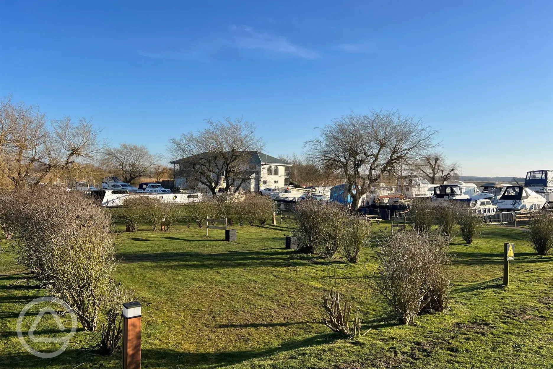 Electric grass bittern pitches set by the waterside