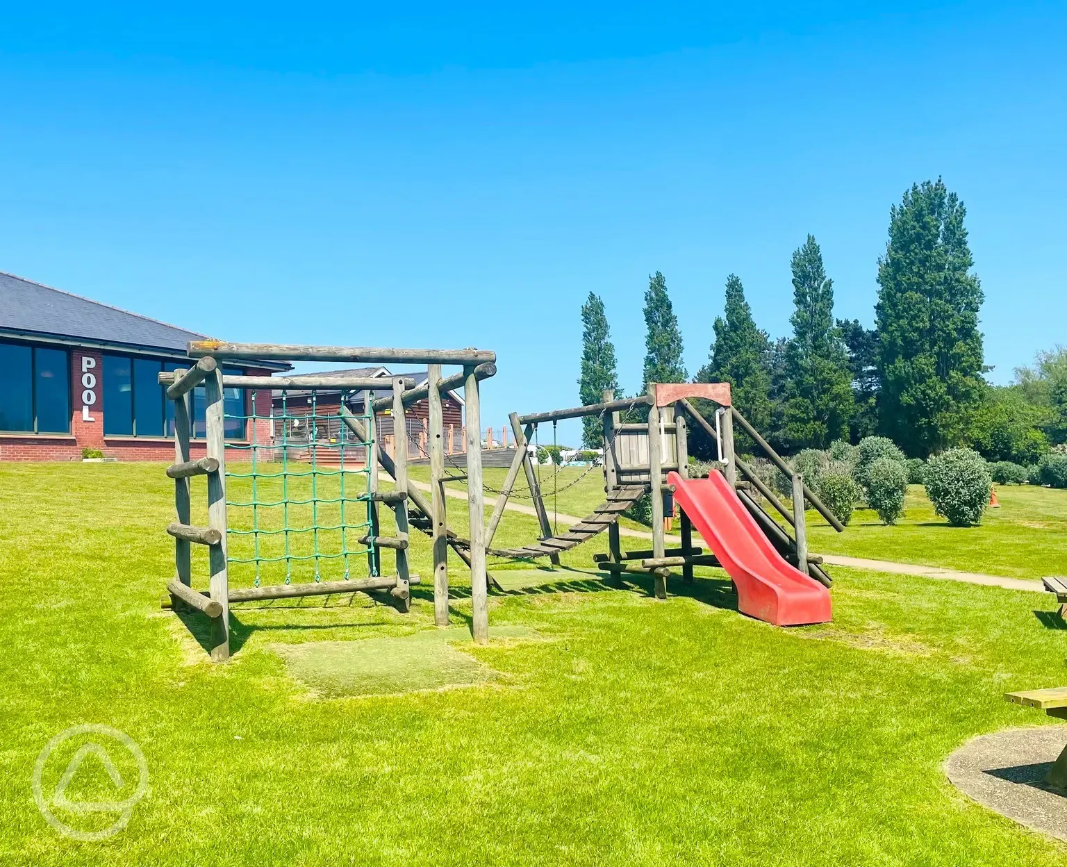 Children's play area with a small slide
