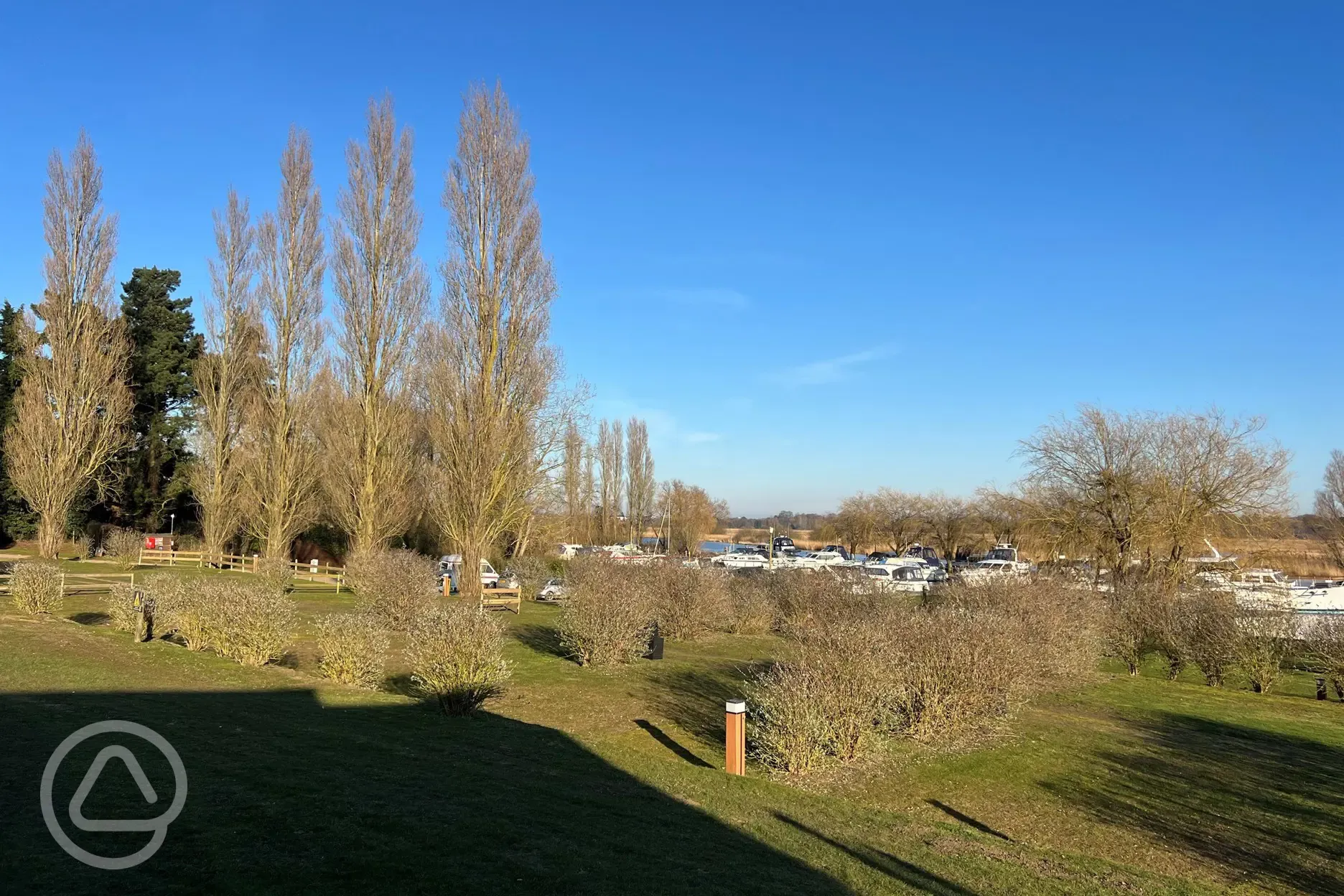 Electric grass bittern pitches set by the waterside