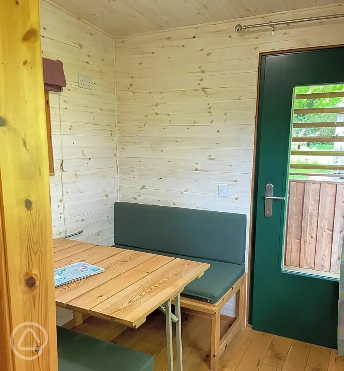 Bothie camping pod converting seating area (Alder and Larch)