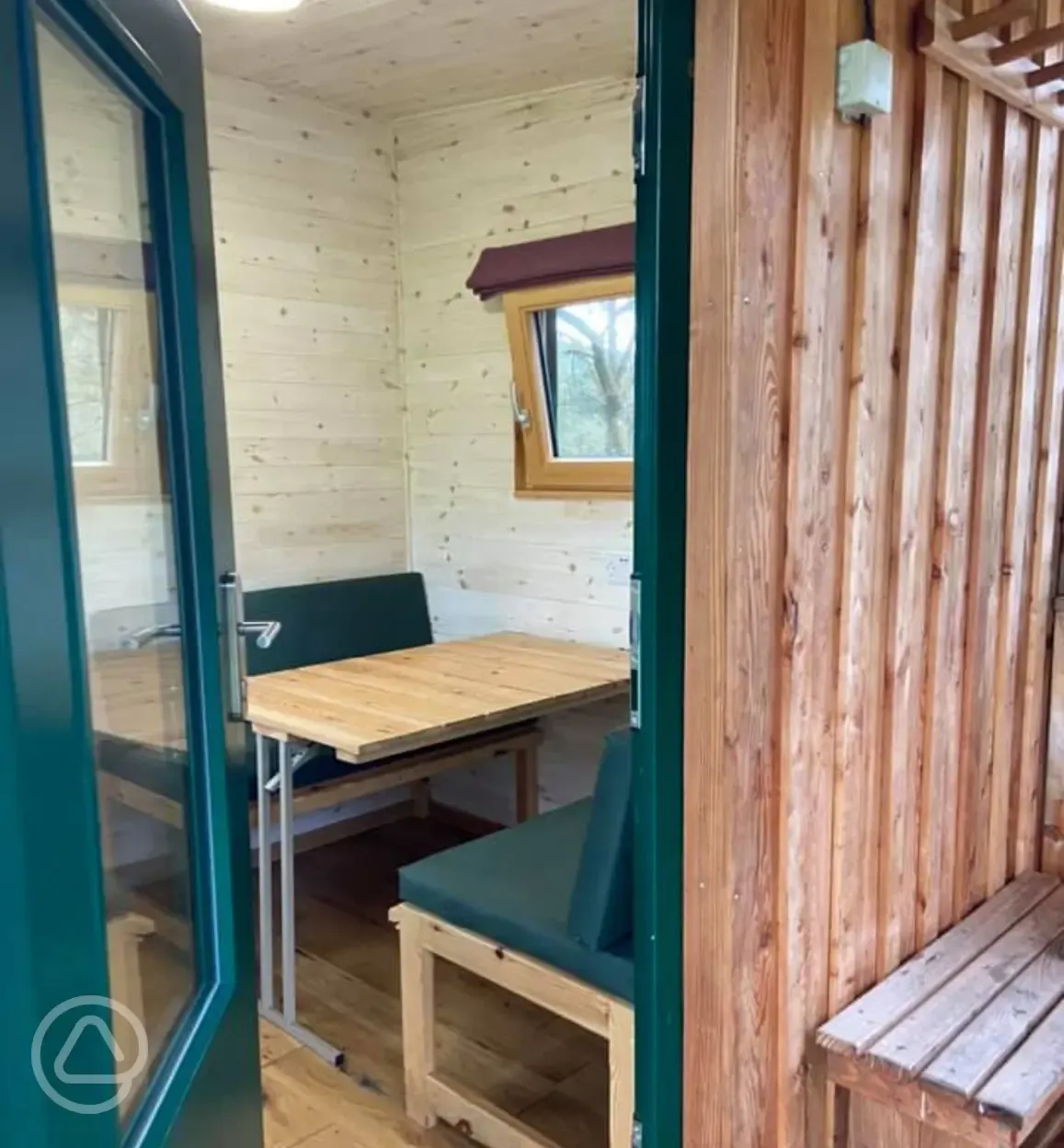 Bothie camping pod converting seating area (Alder and Larch)