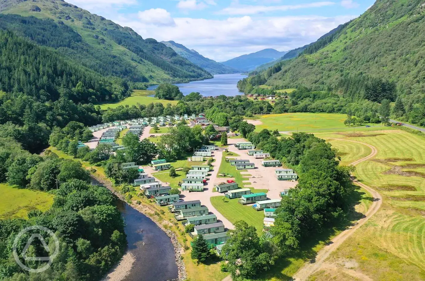 Aerial of the park and Loch Eck