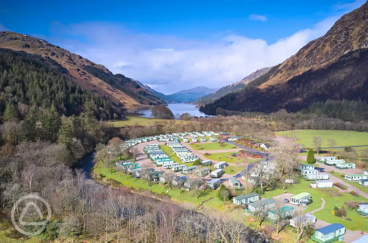 Aerial of the park and Loch Eck
