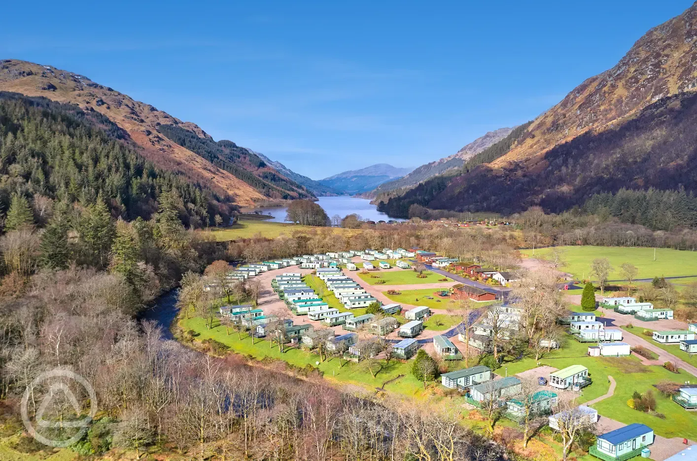 Aerial of the park and Loch Eck
