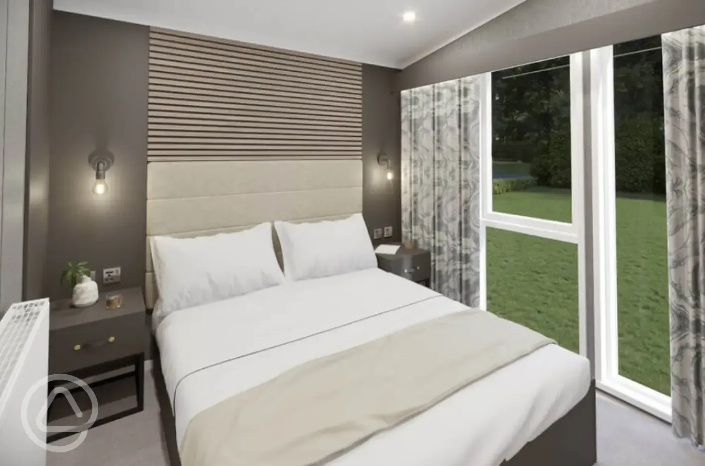Forest glamping pod bedroom