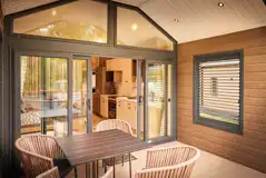 Forest glamping pod decking area