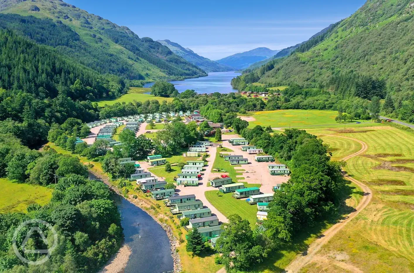 Aerial of the park and Loch Eck