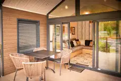 Forest glamping pod decking area