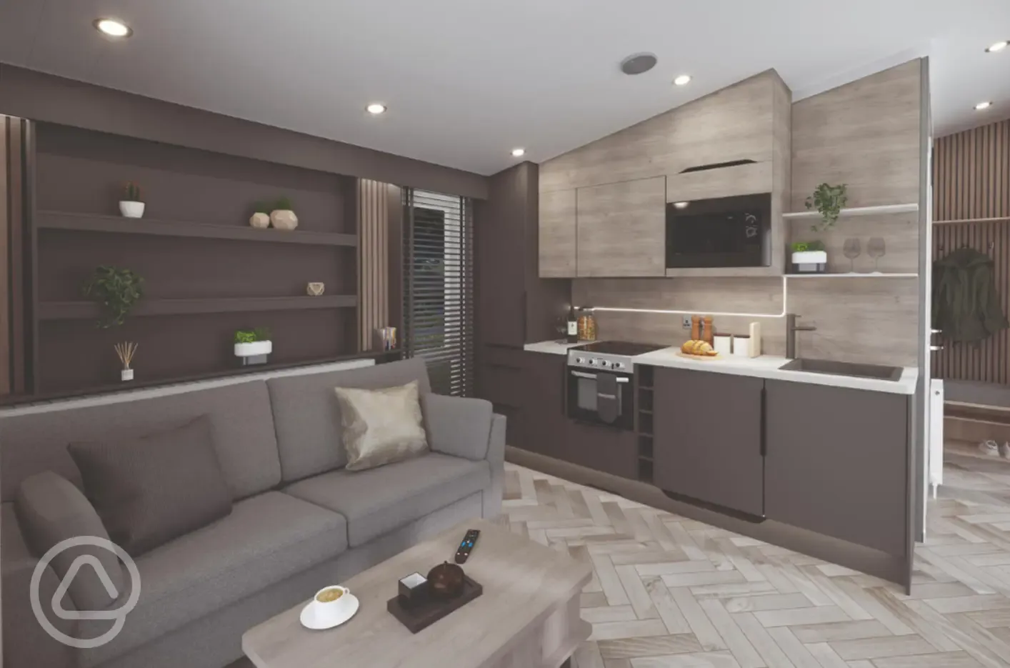 Forest glamping pod interior