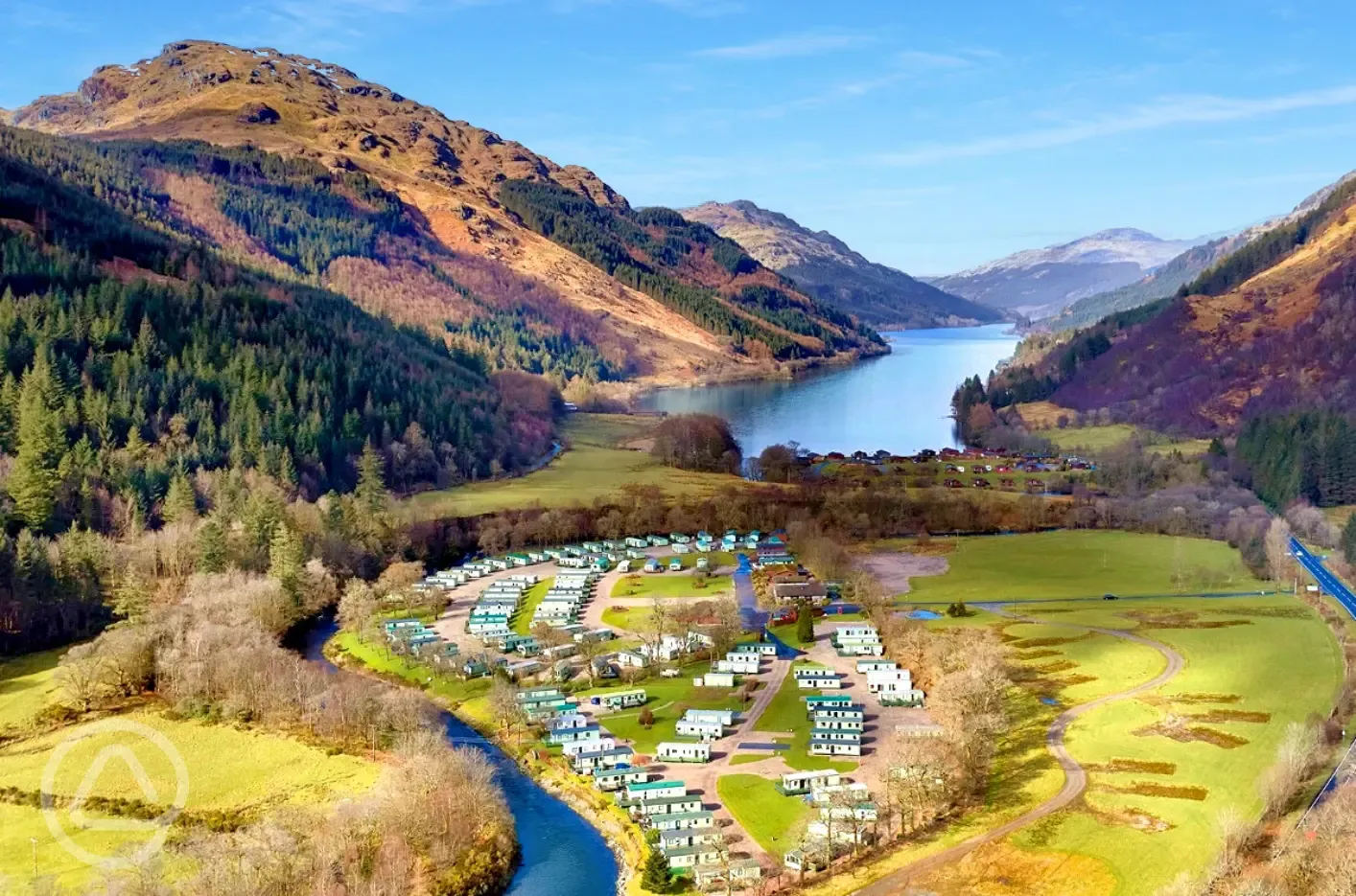 Aerial of the park and Loch Eck