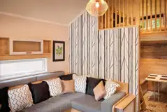 Forest glamping pod interior