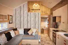 Forest glamping pod interior