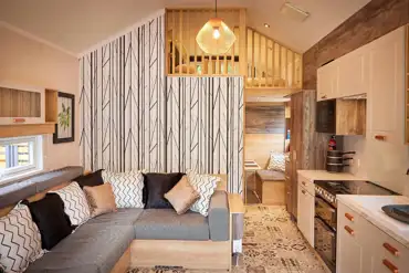 Forest glamping pod interior