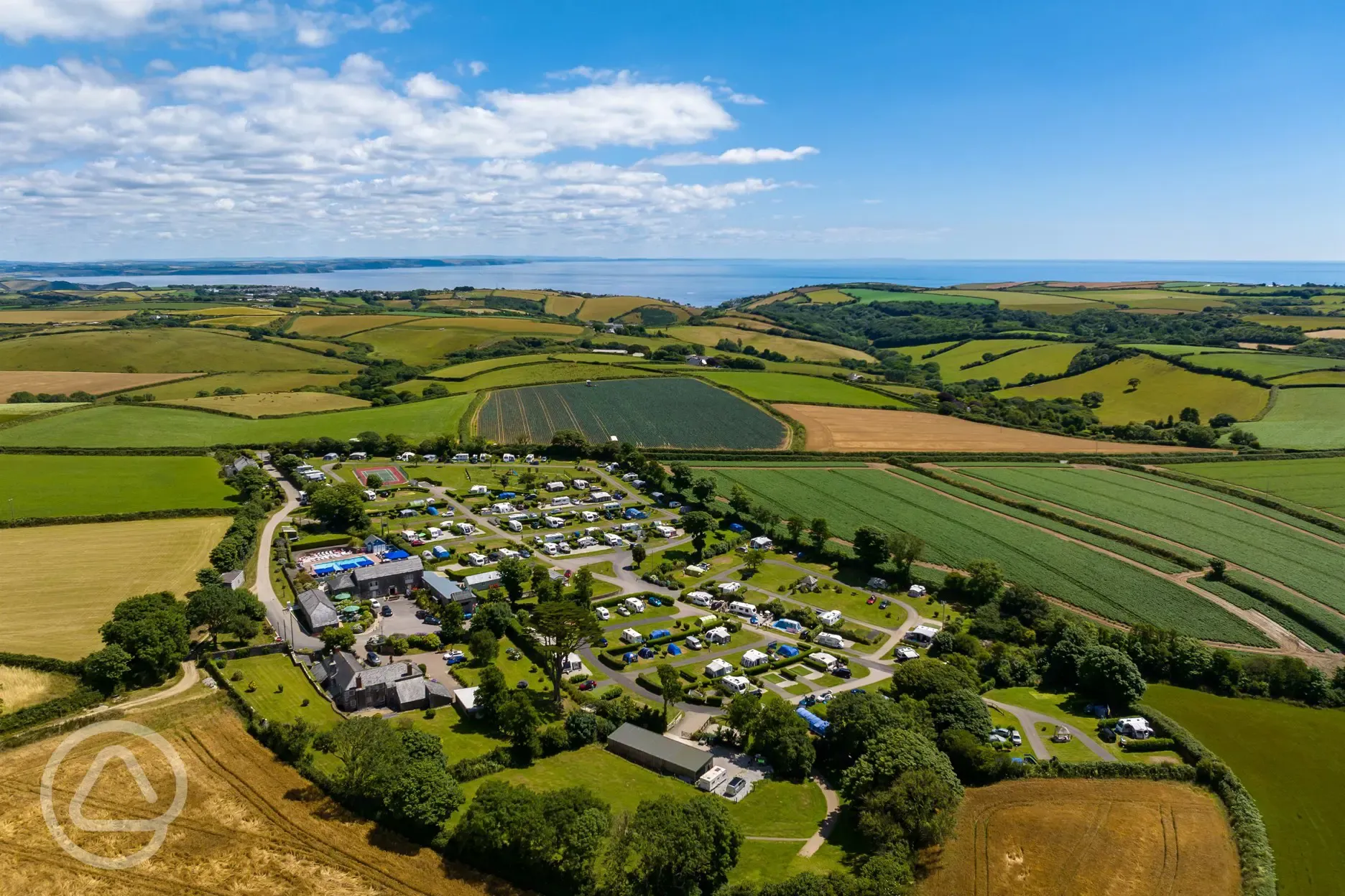 Aerial of Tregarton Park and coast