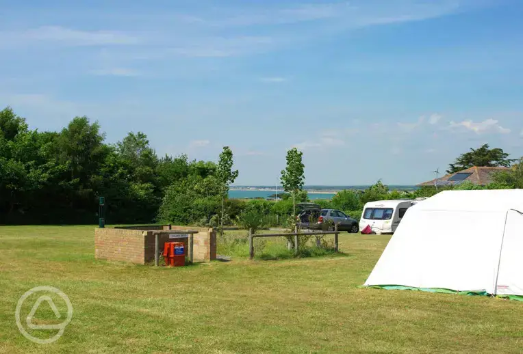 Grass pitches with sea views