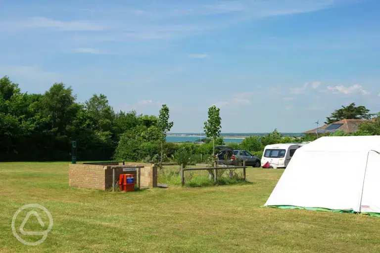 Grass pitches with sea views
