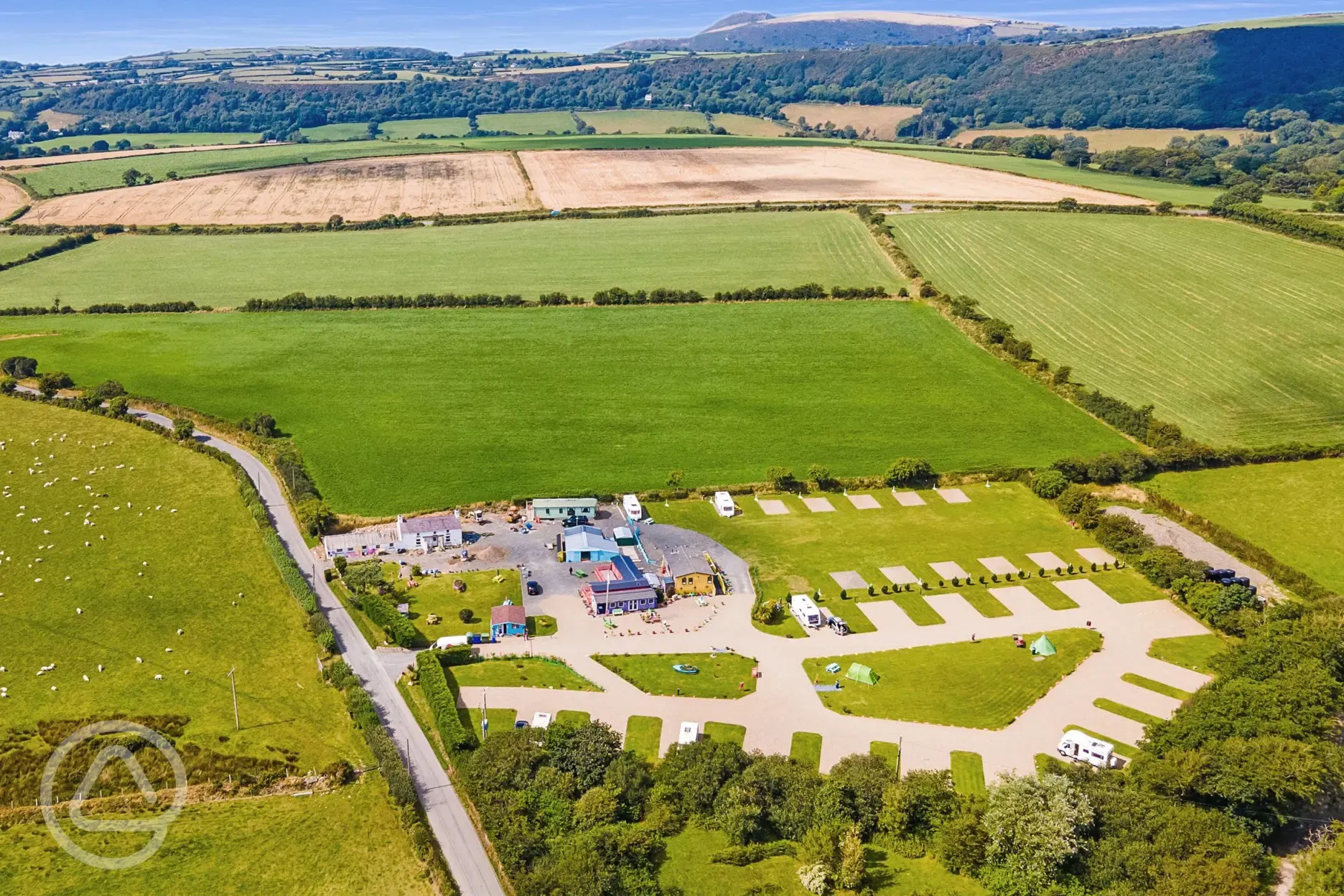 Aerial of Brynawelon Caravan and Camping Park and the surrounding countryside Aerial of Brynawelon Caravan and Camping Park and the surrounding countryside