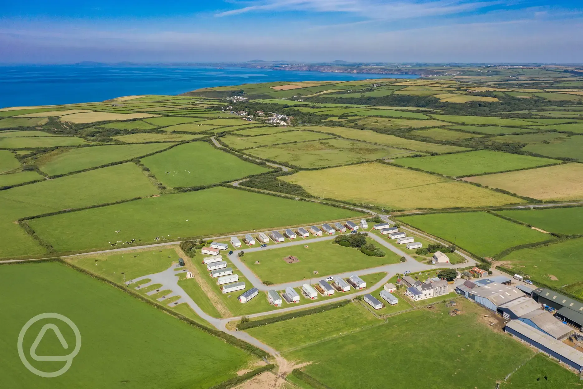Aerial of the campsite by the sea