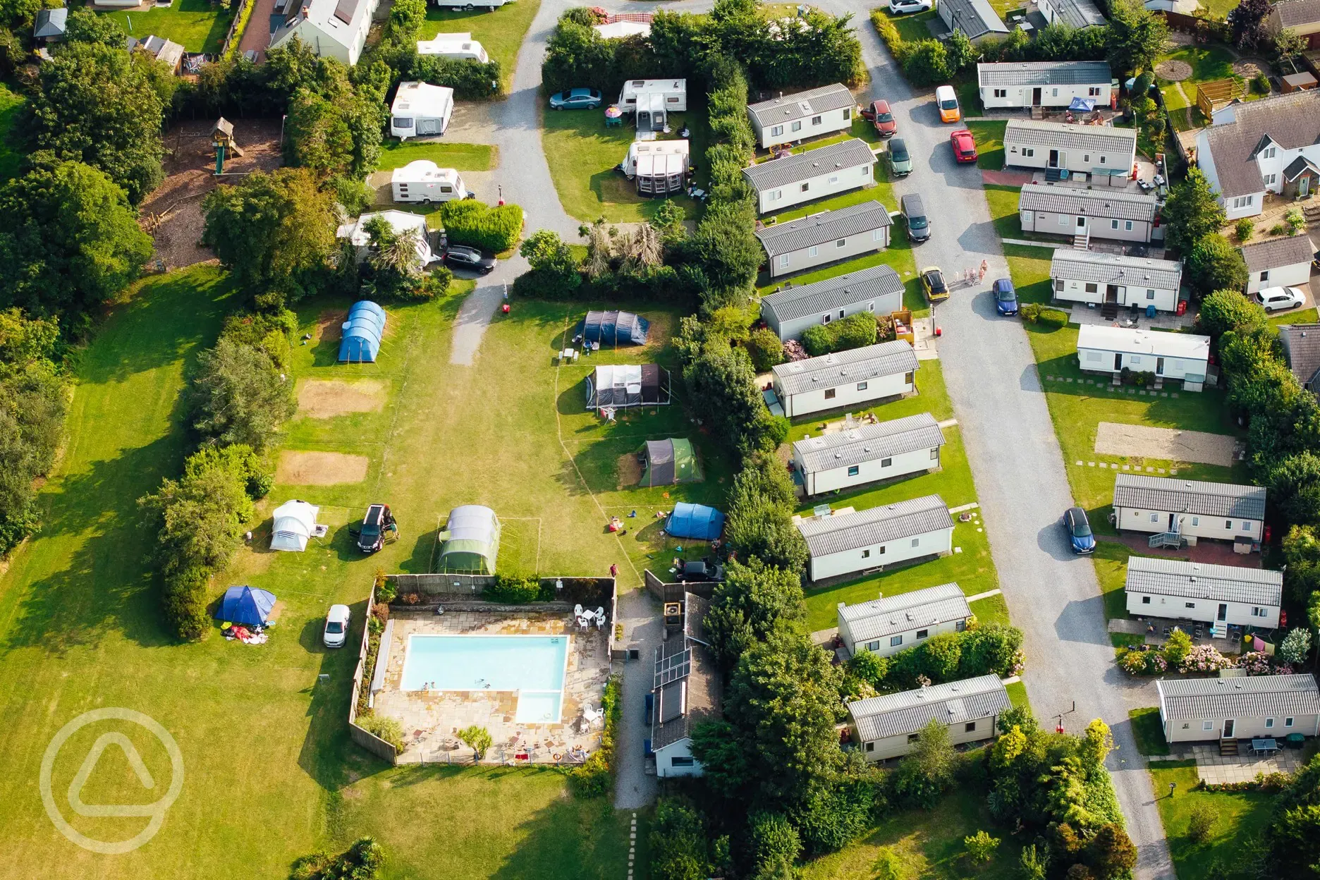 Bird's eye view of the tent camping field