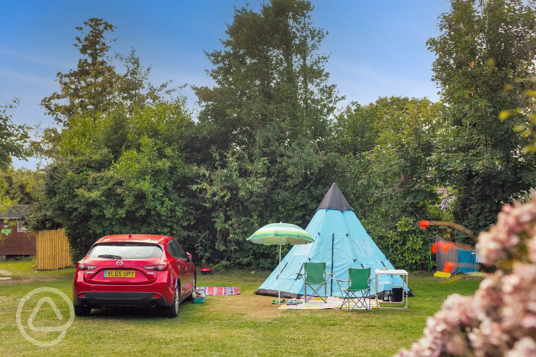 Large electric grass tent pitches