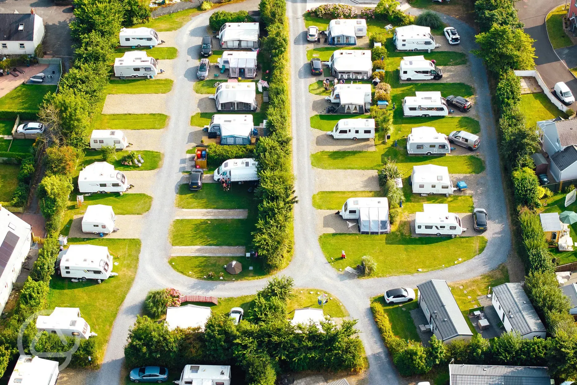 Bird's eye view of the hardstanding pitches