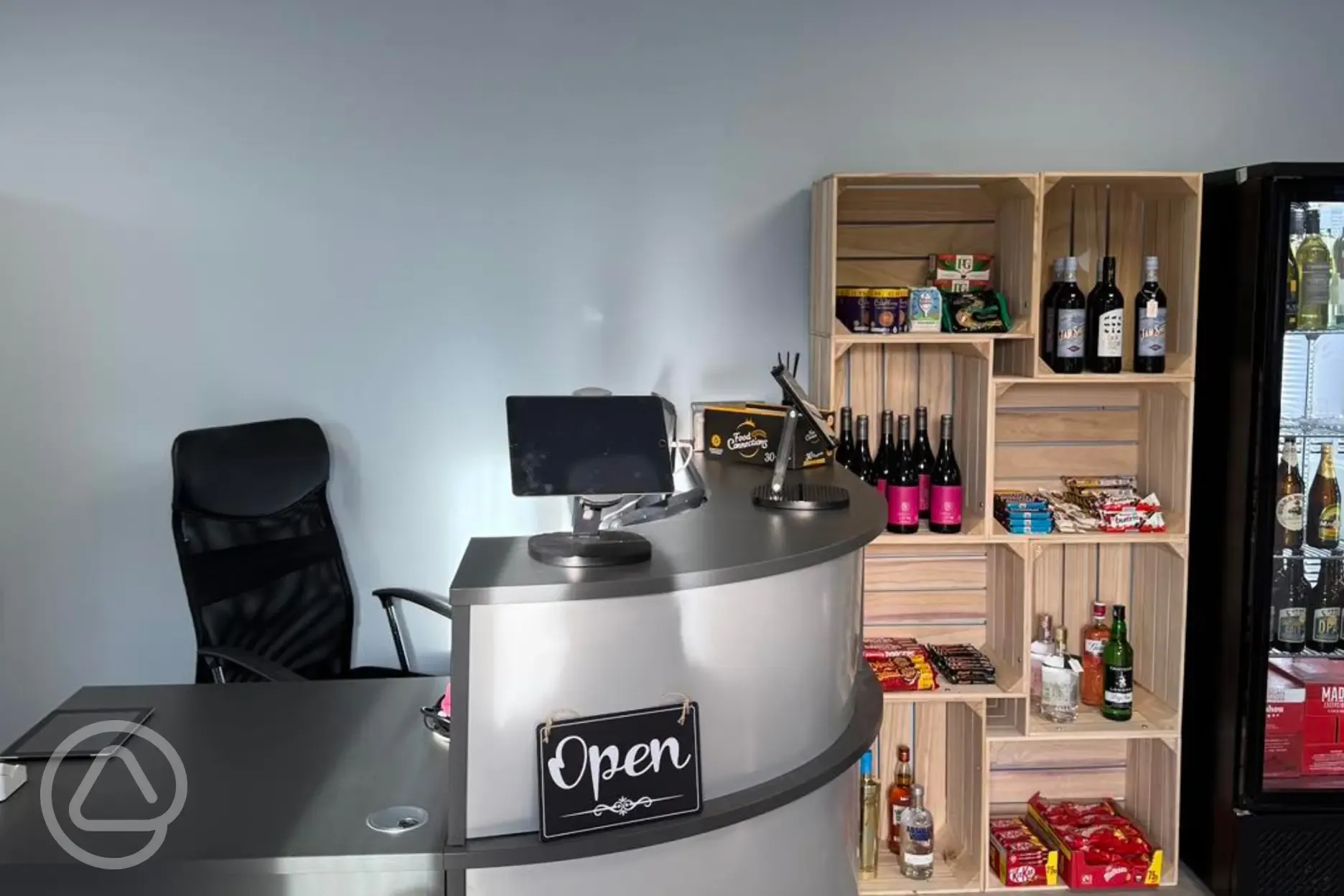 Reception selling a range of alcoholic drinks Reception selling a range of alcoholic drinks